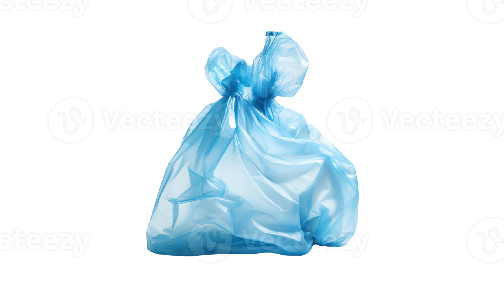 AI generated Garbage plastic bag cut out. Isolated blue garbage bag on transparent background png