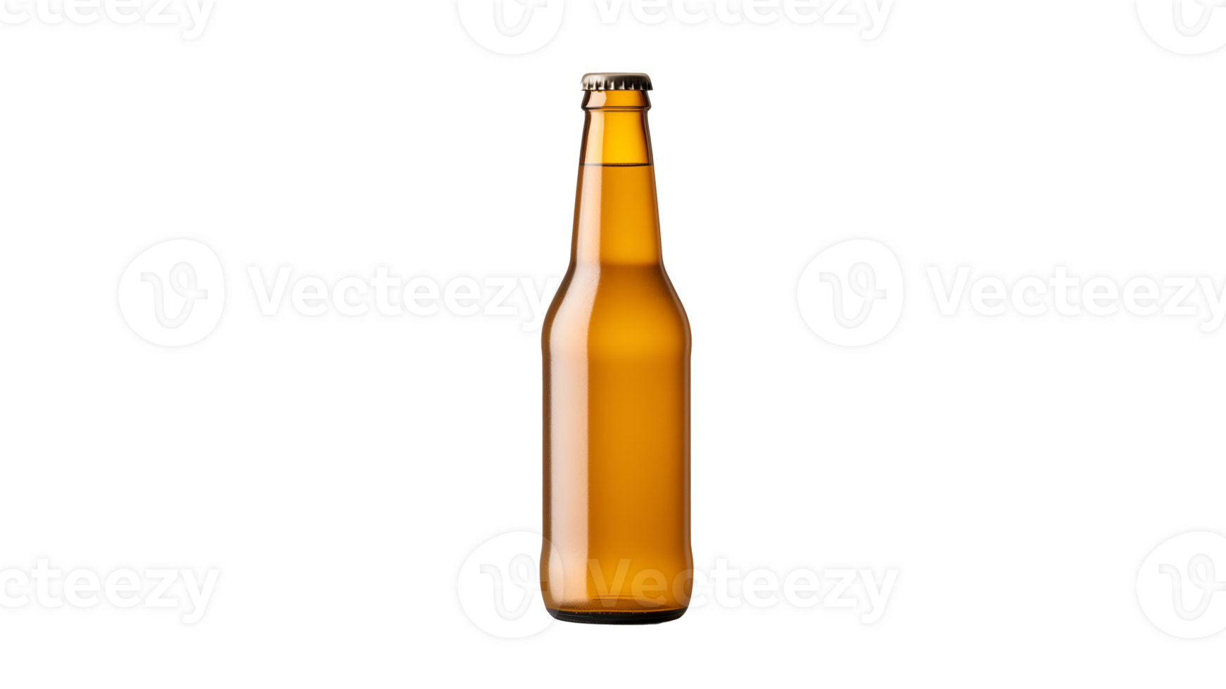 AI generated Bottle of beer cut out front view. Isolated bottle of beer mockup on transparent background png
