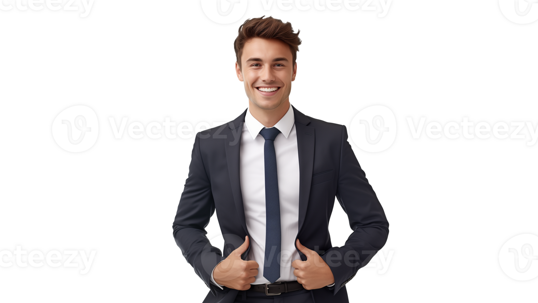 AI generated Happy young businessman cut out. Smiling young business man on transparent background png