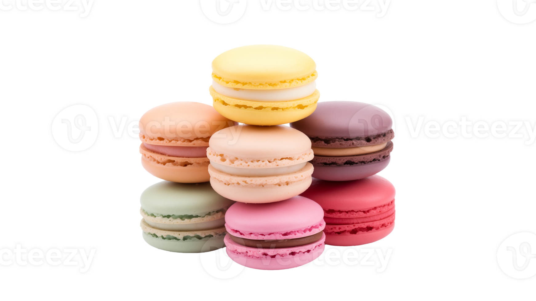 AI generated Macaroon cut out. Isolated colorful macaroon on transparent background png