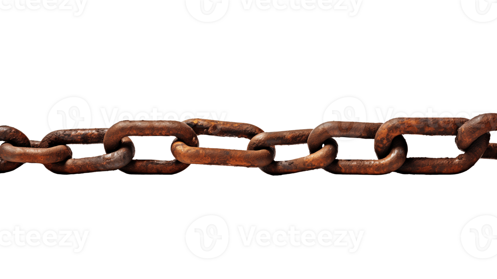 AI generated Isolated rusty chain cut out. Brown rusty chain on transparent background png