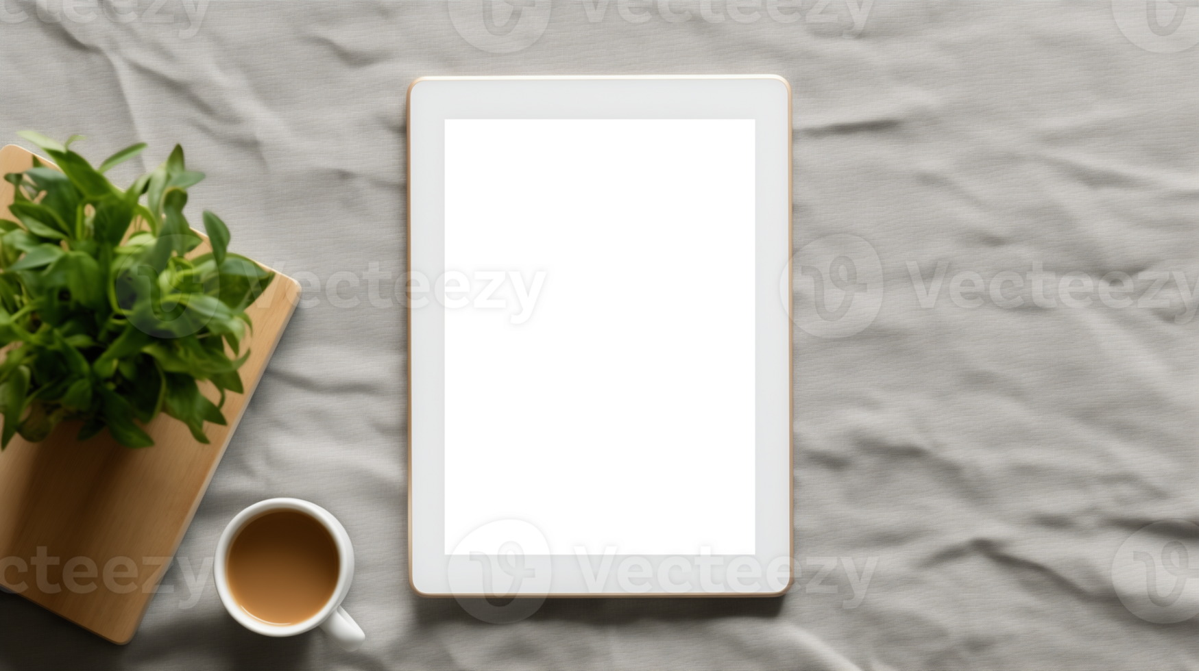 AI generated Tablet mockup top view. Tablet with transparent screen front view png