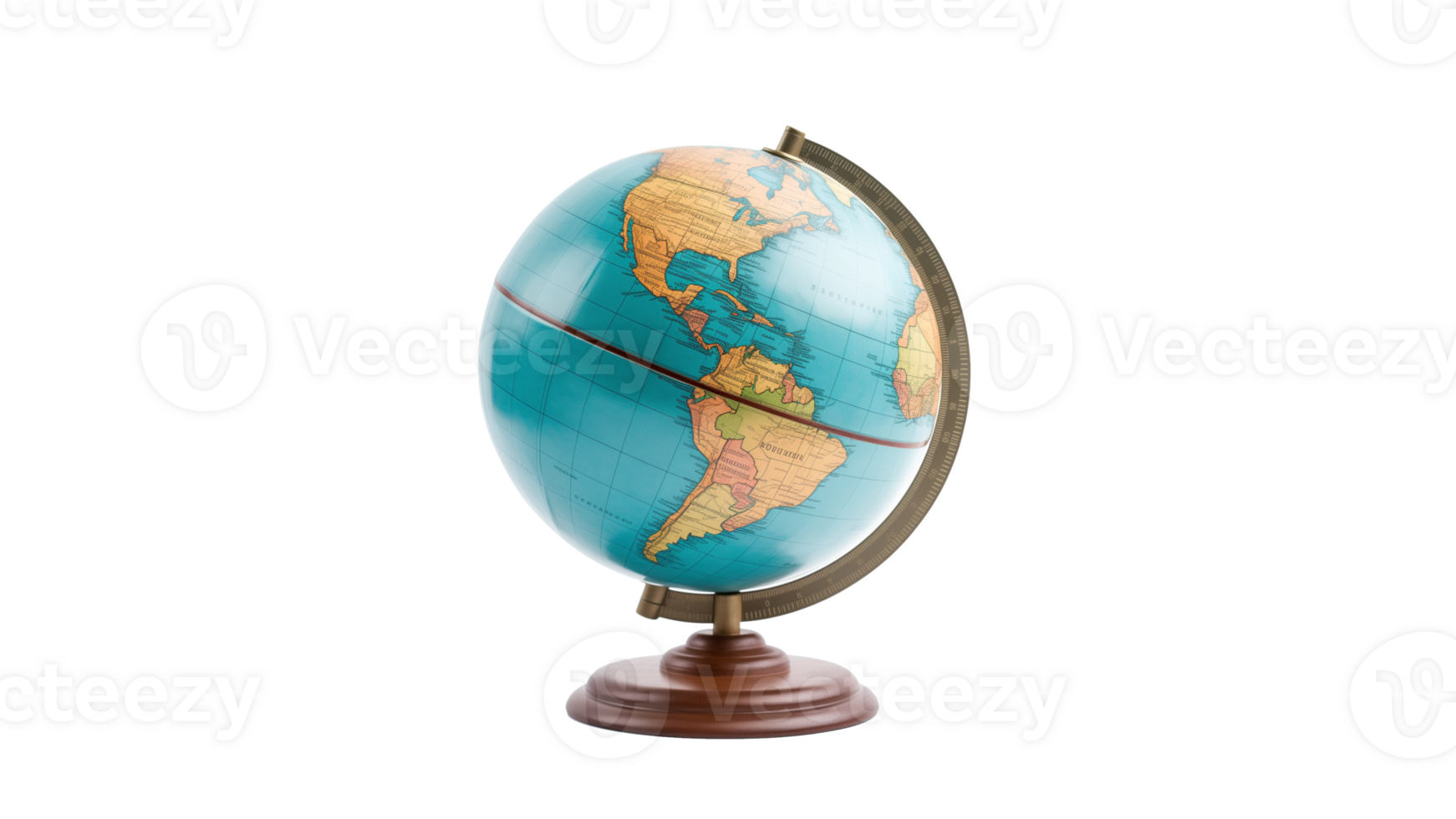 AI generated Realistic globe cut out. Wooden Earth globe on transparent background png