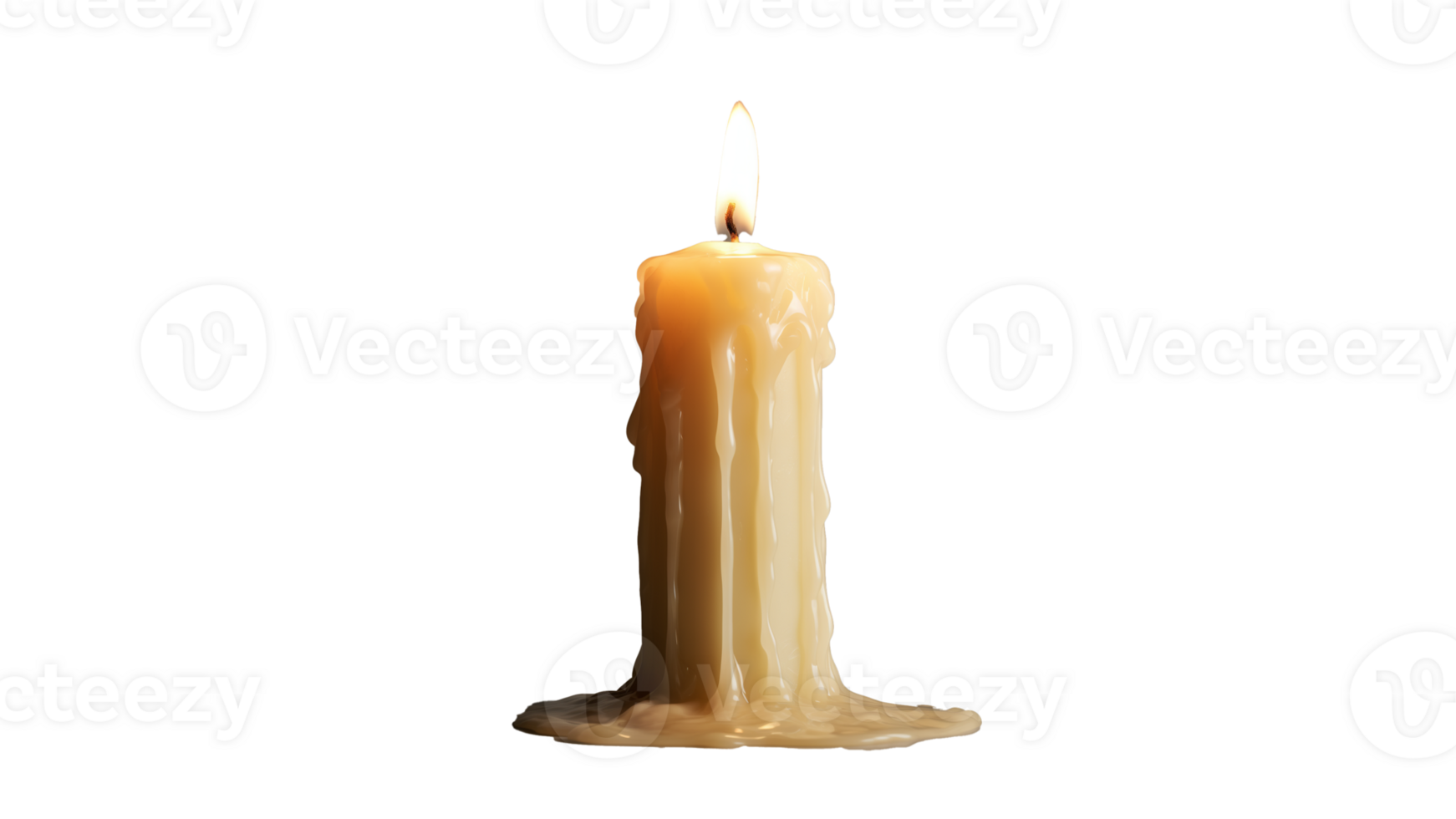 AI generated Realistic candle with wax cut out. Candle with flame on transparent background png