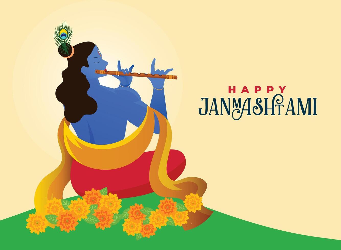 Easy to edit vector illustration of Happy Krishna Janmashtami background