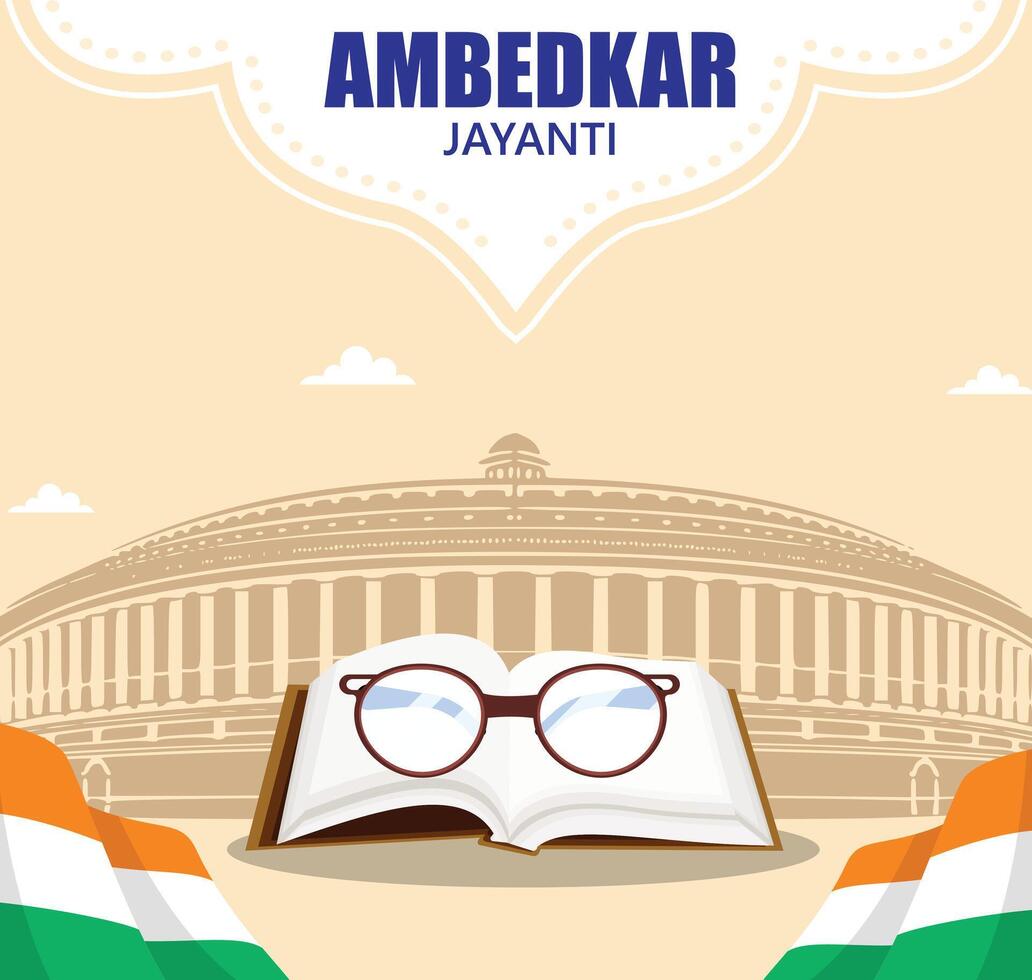Dr Bhimrao Ramji Ambedkar with Constitution of India for Ambedkar Jayanti on 14 April vector