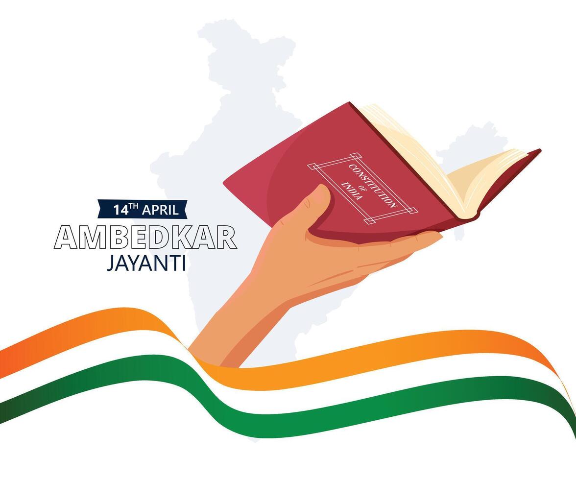 Dr Bhimrao Ramji Ambedkar with Constitution of India for Ambedkar Jayanti on 14 April vector