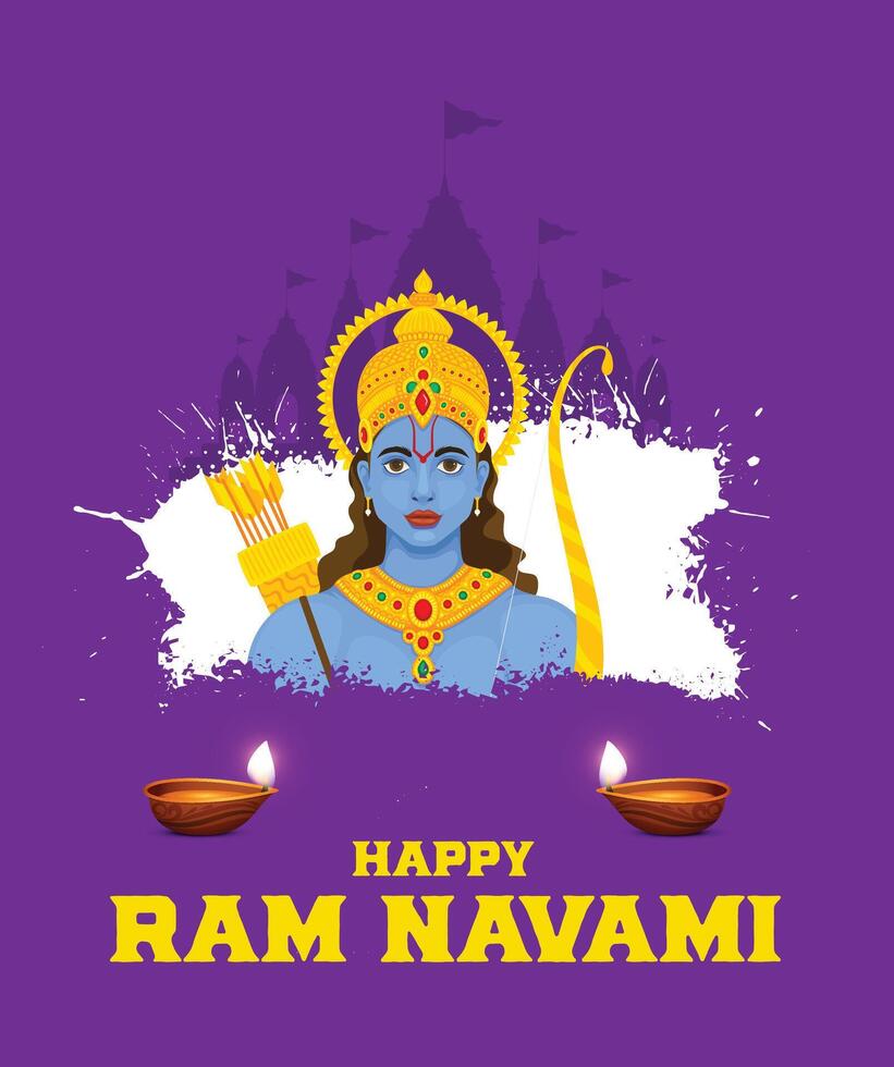 Shree Ram Navami celebration background for religious holiday of India vector