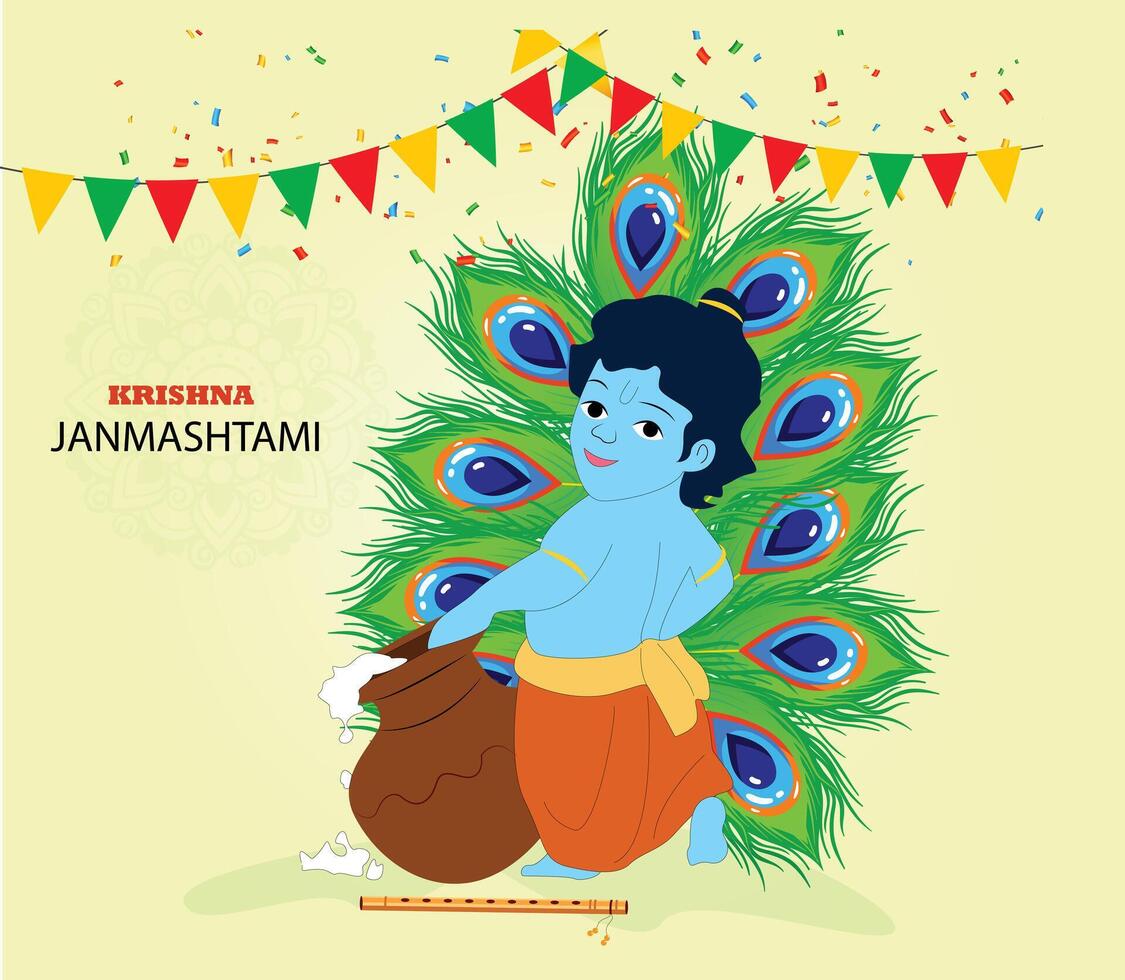 Krishna janmashtami antecedentes en vector. vector