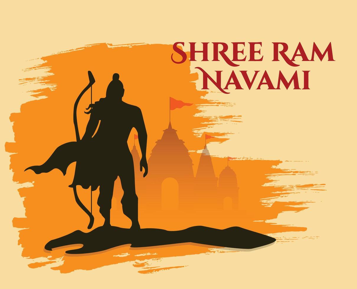 Shree Ram Navami celebration background for religious holiday of India vector