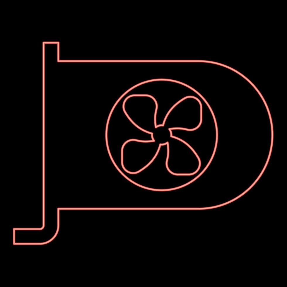 Neon graphic card GPU PC personal computer hardware components red color vector illustration image flat style