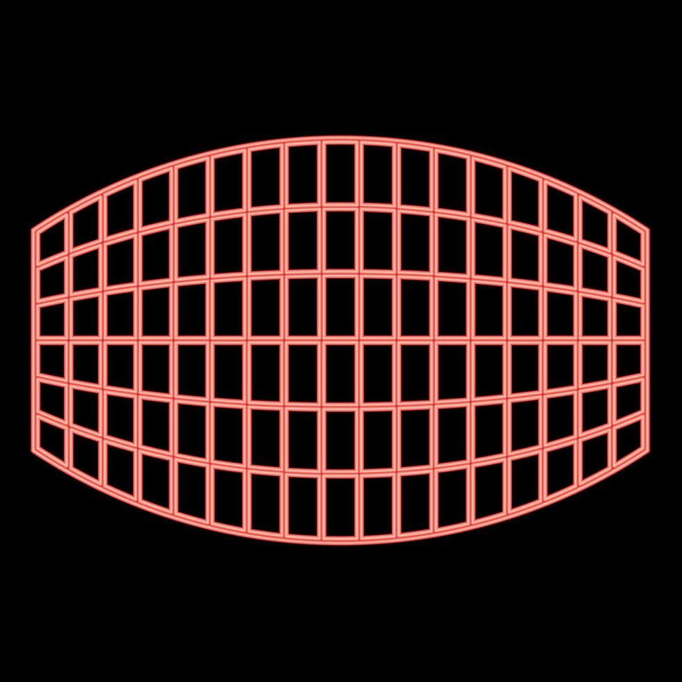 Neon rectangle in projection grid checkered red color vector illustration image flat style