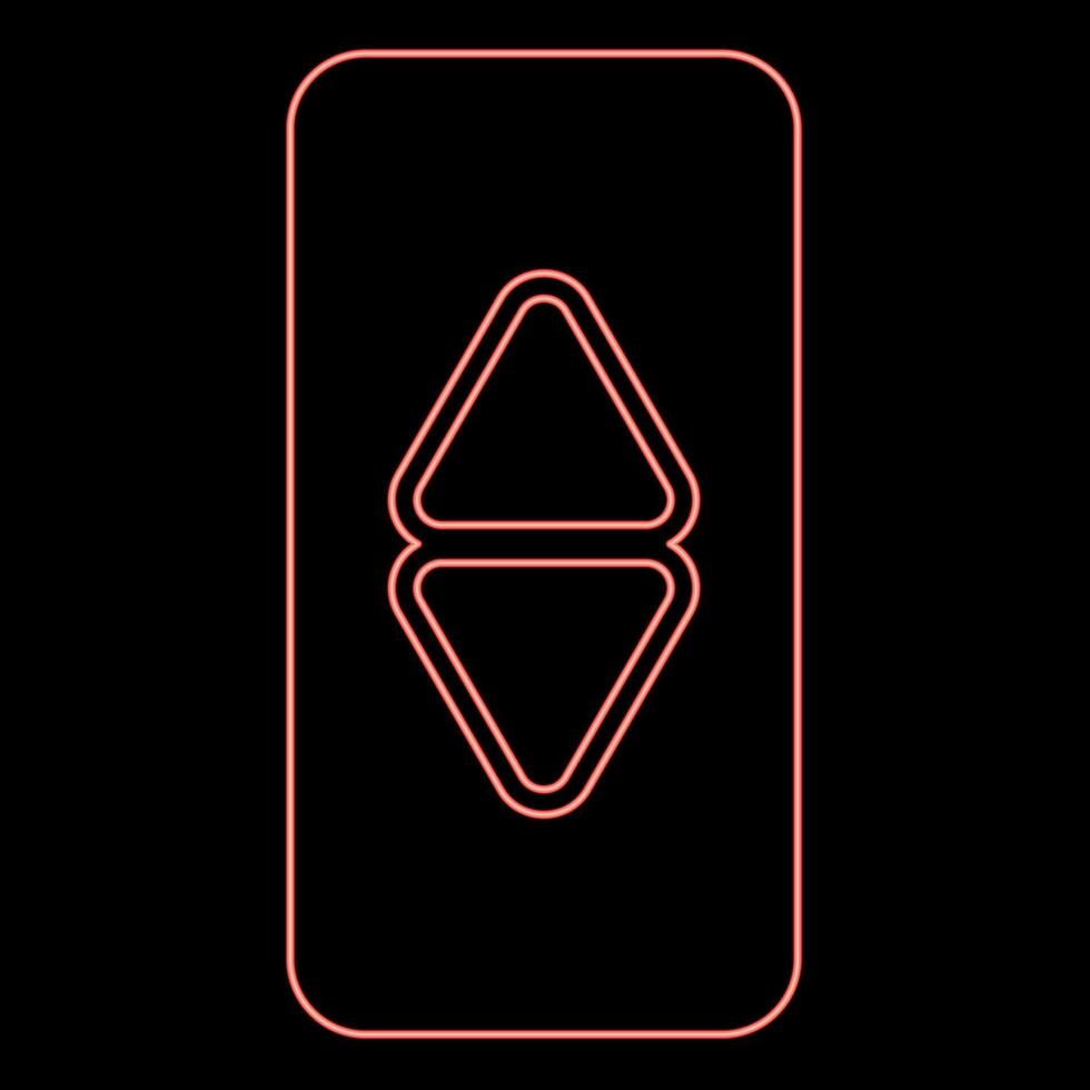 Neon lift button elevator panel up and down each floor with arrow choice red color vector illustration image flat style