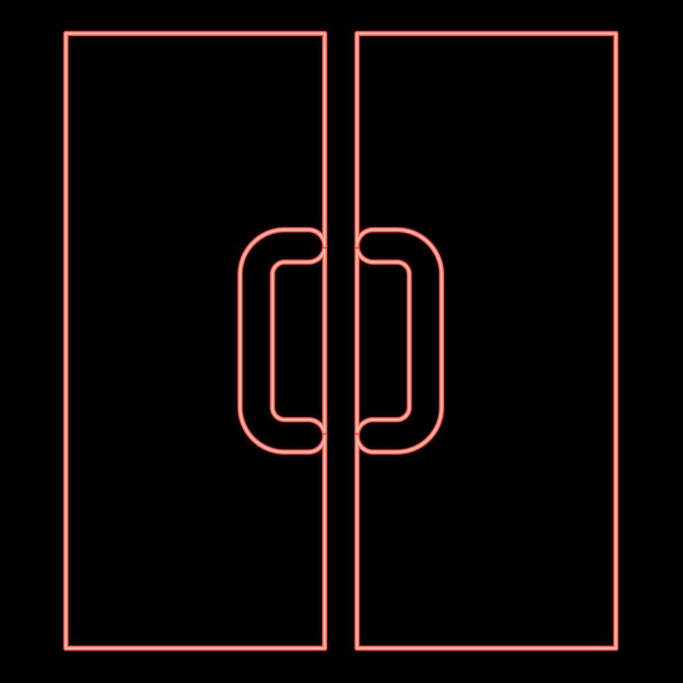 neón doble puerta salida puerta rojo color vector ilustración imagen plano estilo