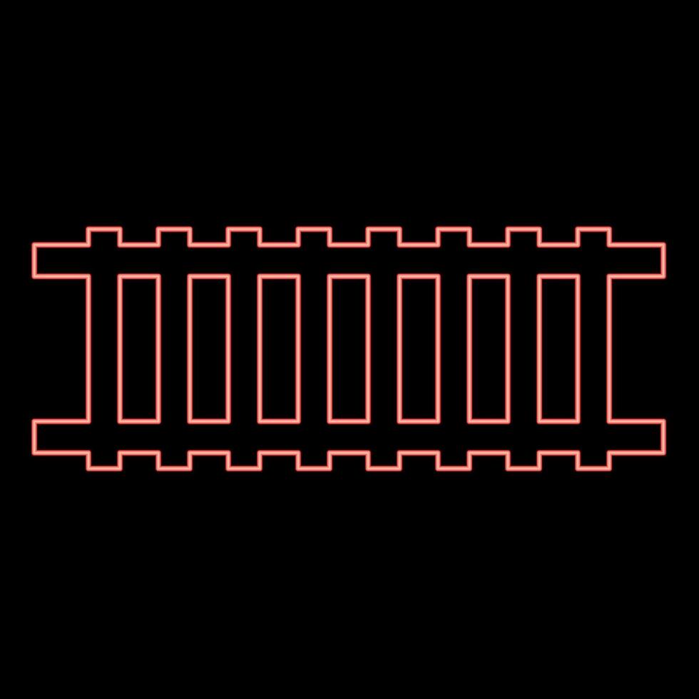 Neon railway track railroad path rail train subway metro tram transportation concept red color vector illustration image flat style