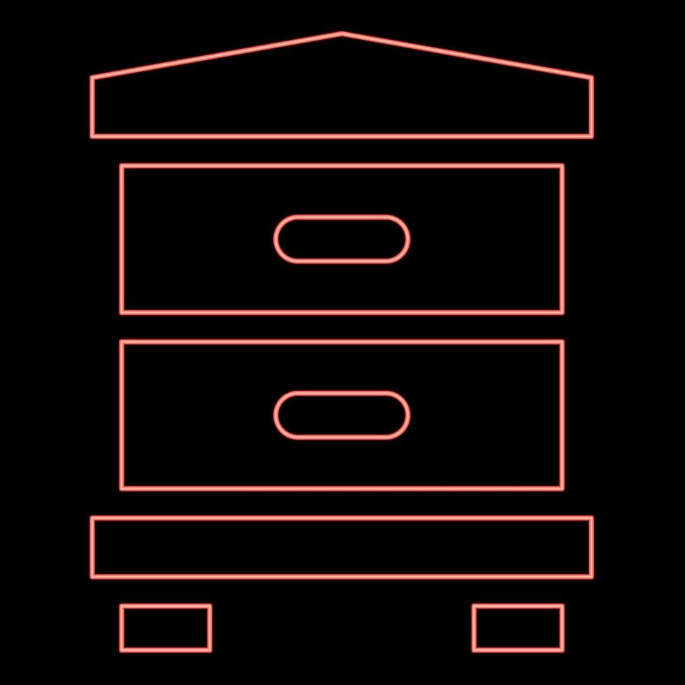 Neon hive bee house beehive apiary apiculture concept red color vector illustration image flat style