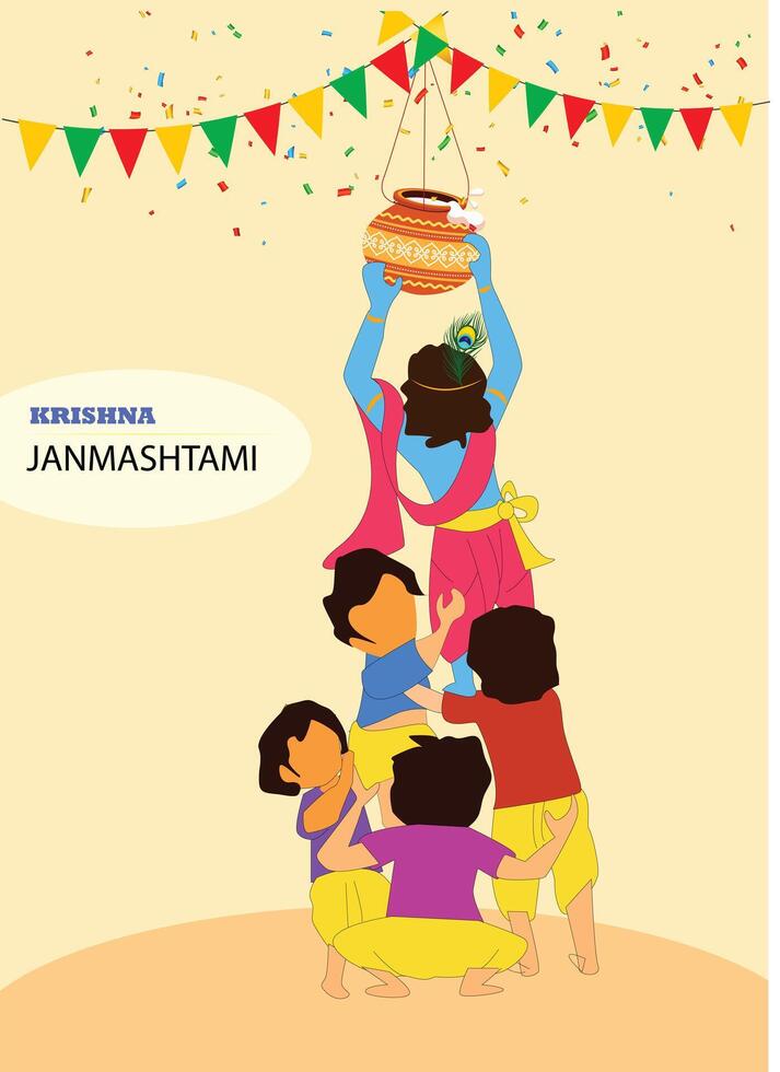 Krishna Janmashtami background in vector. vector