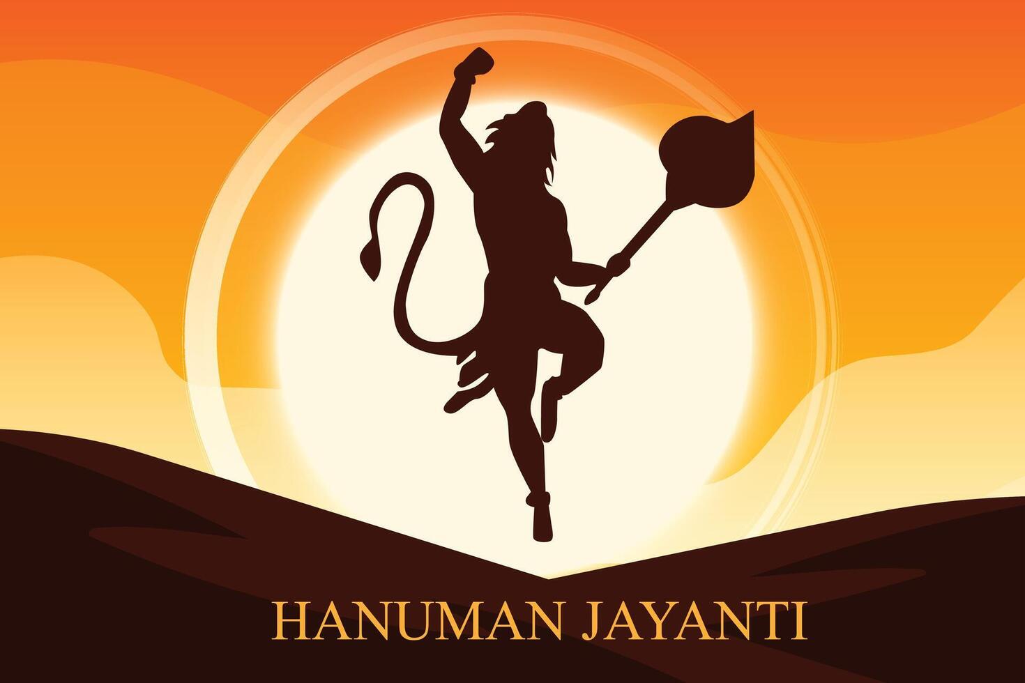 Illustration of Lord Hanuman on abstract background for Hanuman Jayanti festival of India vector