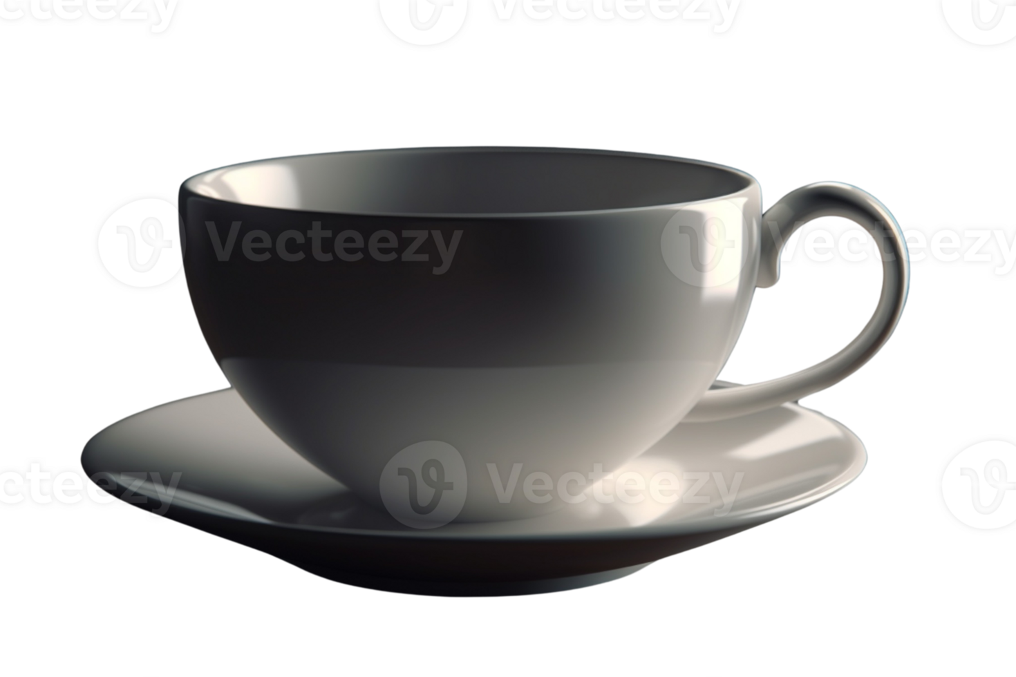 AI generated Tea cup with saucer on transparent background PNG image