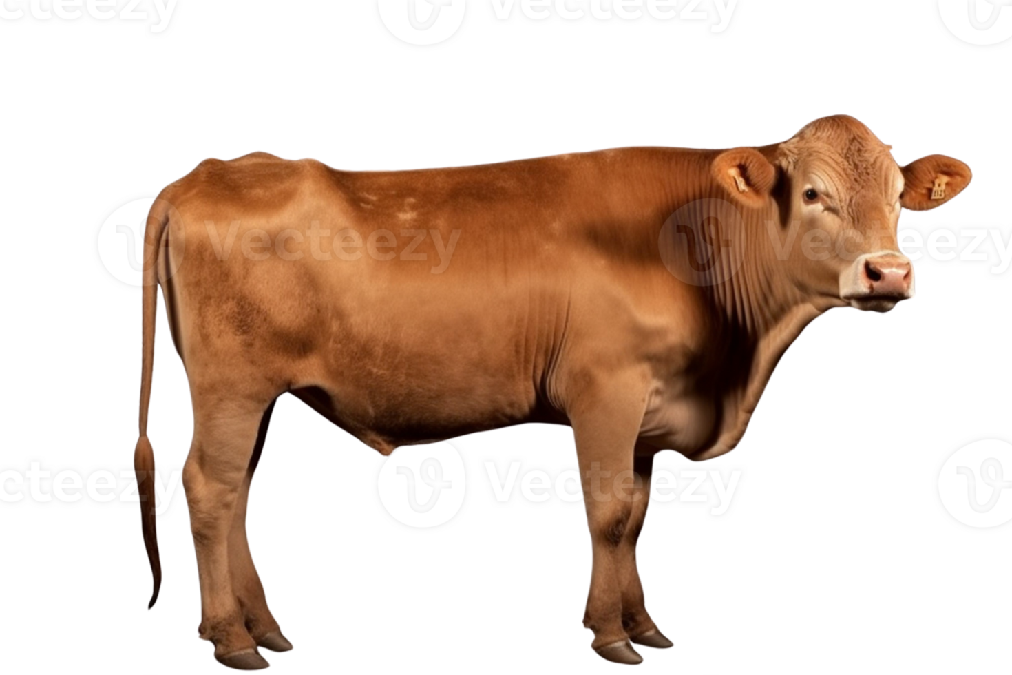 AI generated Brown cow on transparent background PNG image