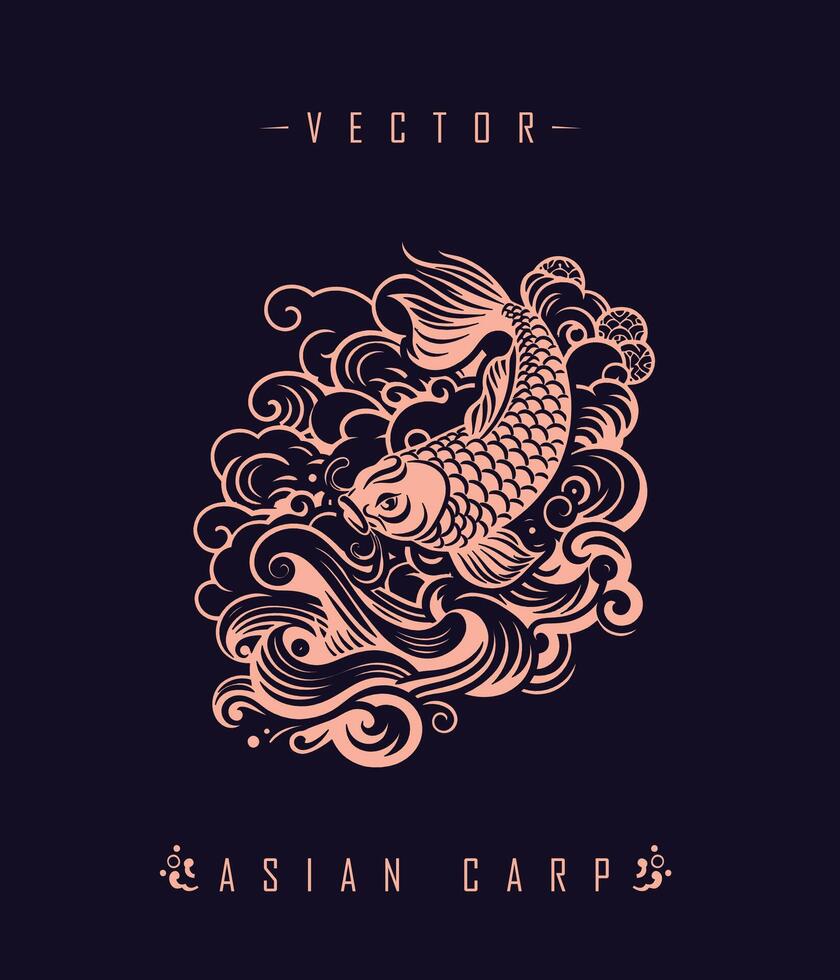 Chinese carp traditional art form vector