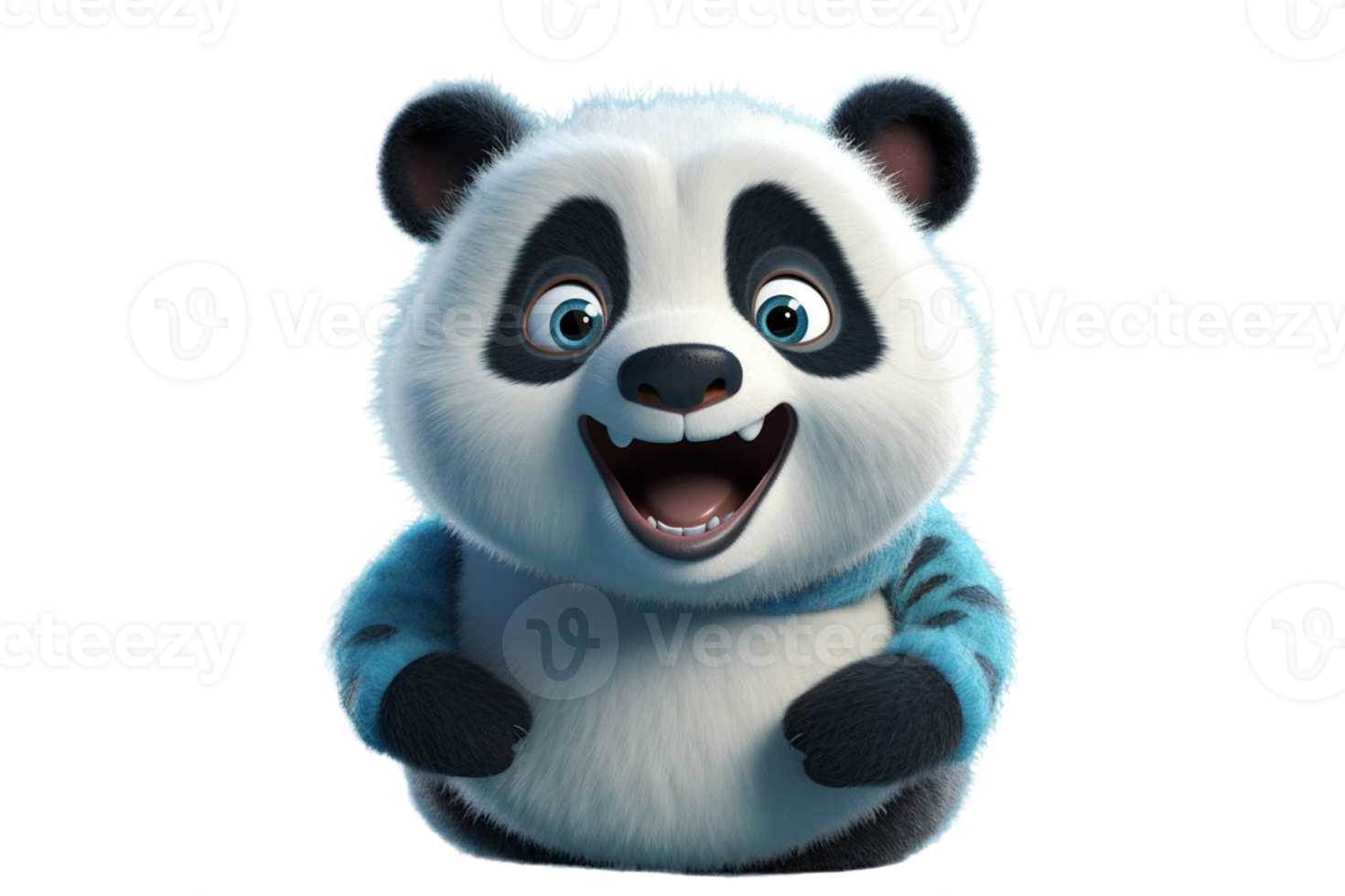AI generated Happy furry baby panda on transparent background png image