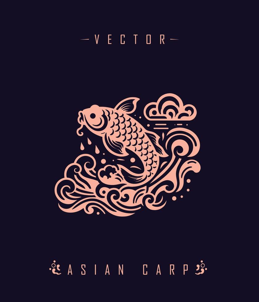 Chinese carp traditional art form vector