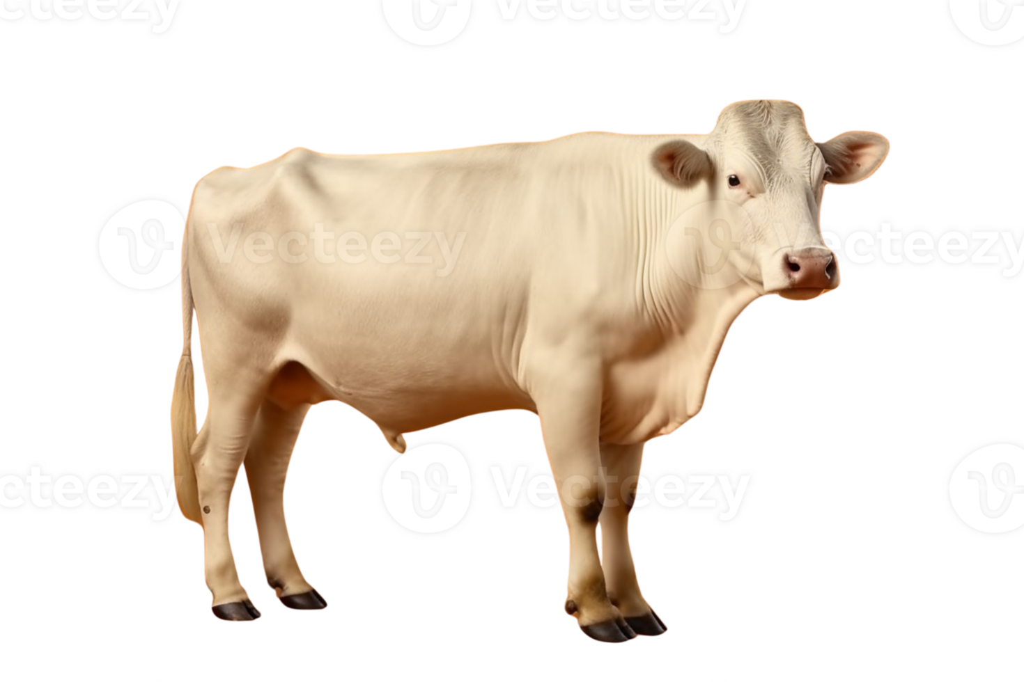AI generated White cow with horns on transparent background PNG image