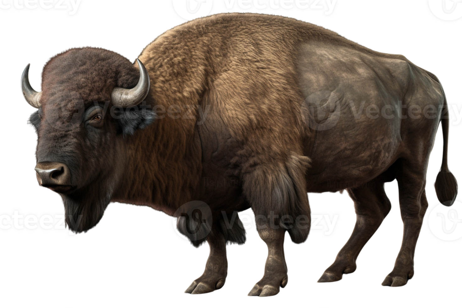 AI generated Bison with horns on transparent background PNG image