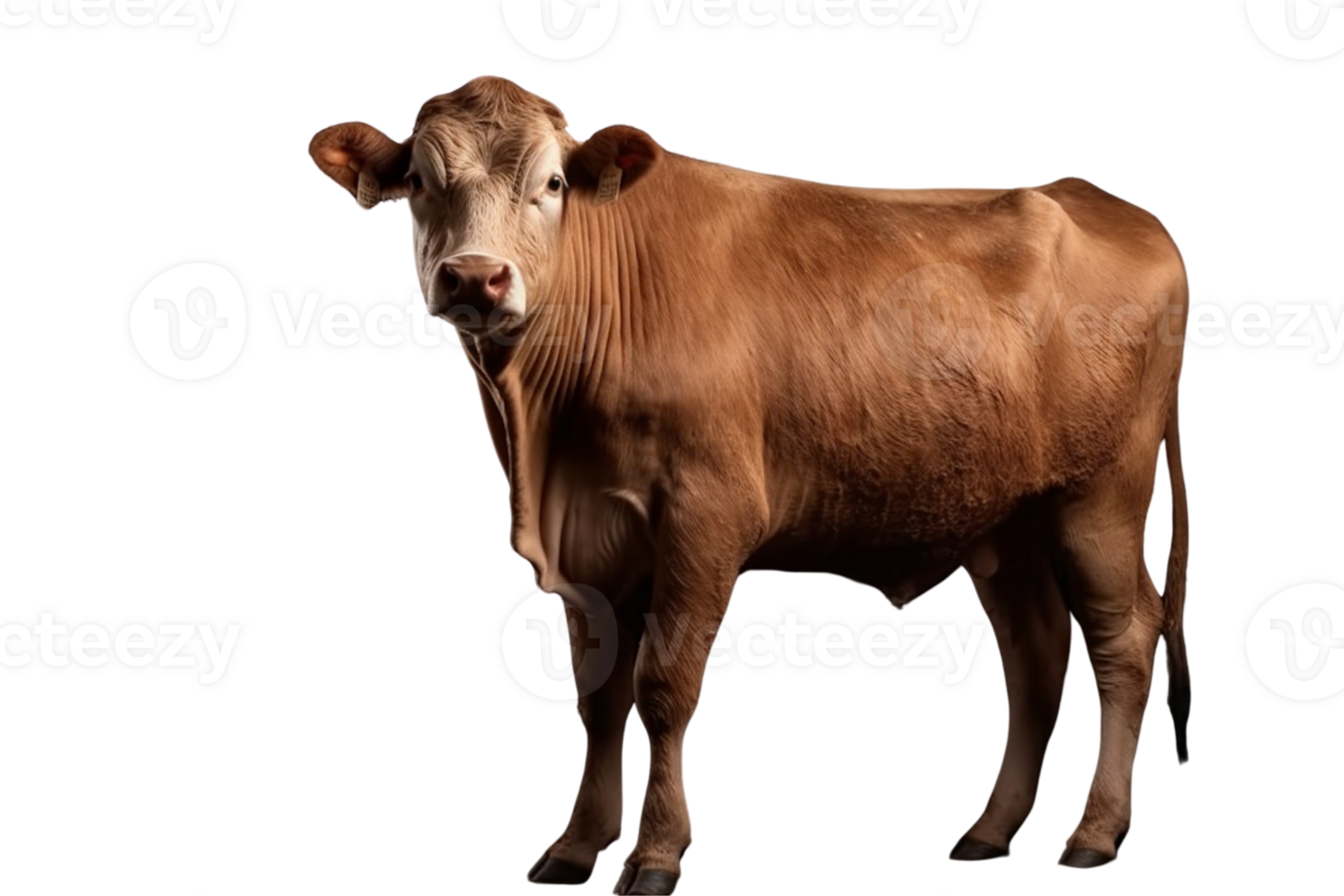 ai generado marrón vaca en transparente antecedentes png imagen