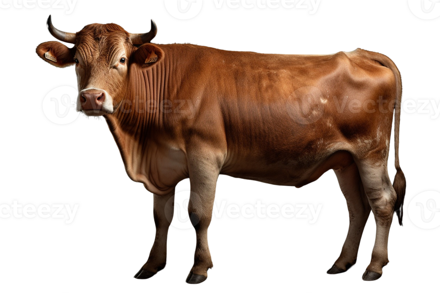 AI generated Brown cow on transparent background PNG image
