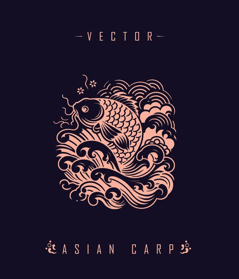 Chinese carp traditional art form vector