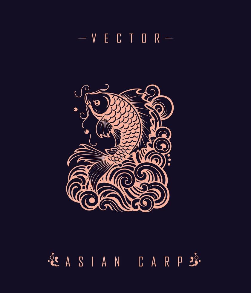 Chinese carp traditional art form vector