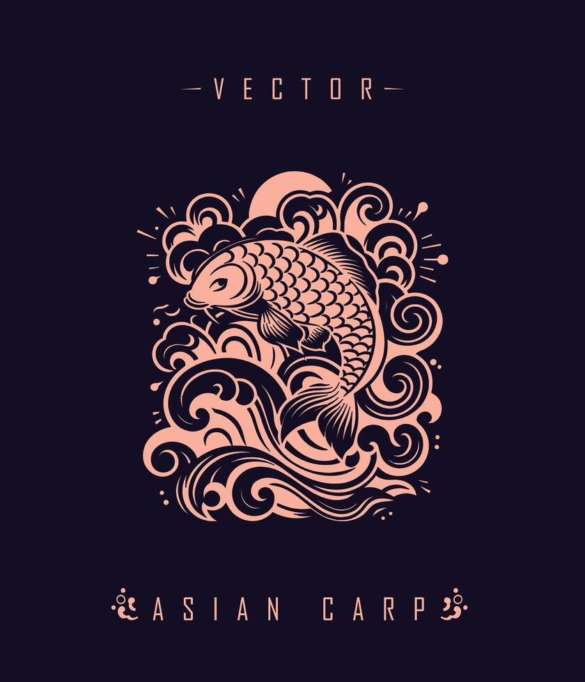 Chinese carp traditional art form vector