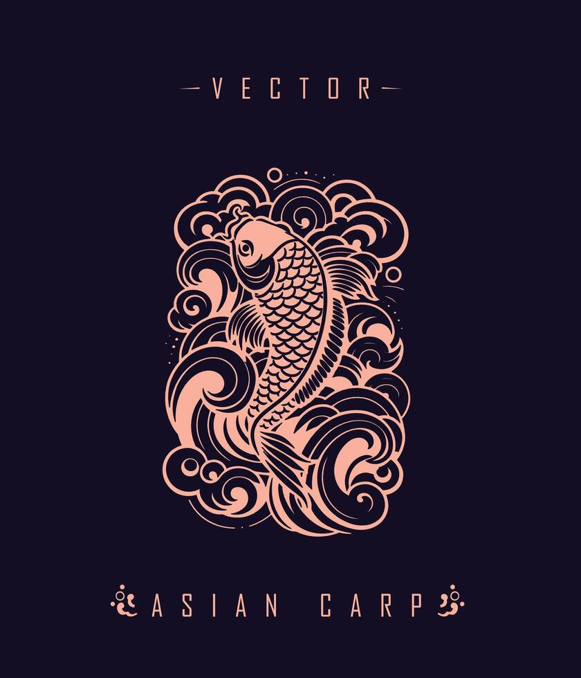 Chinese carp traditional art form vector