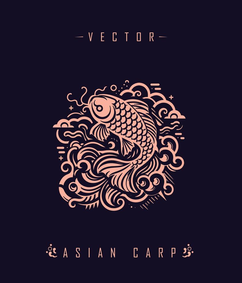 Chinese carp traditional art form vector