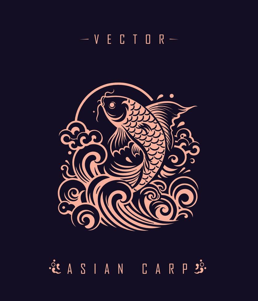 Chinese carp traditional art form vector