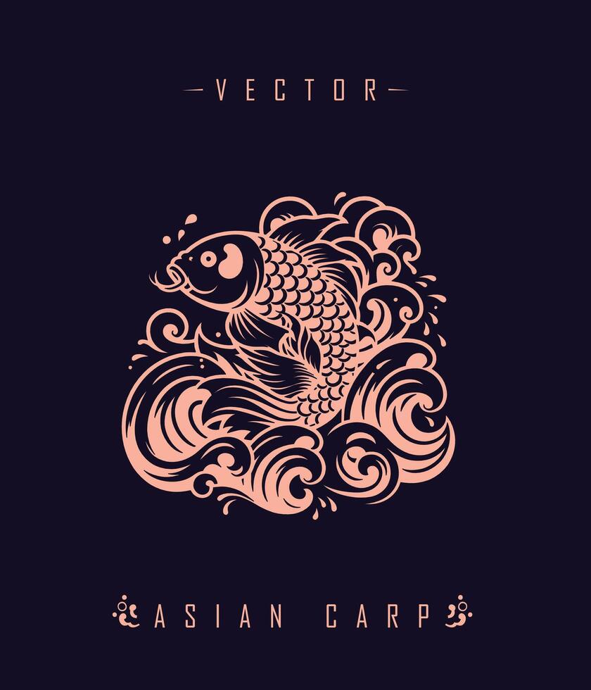 Chinese carp traditional art form vector