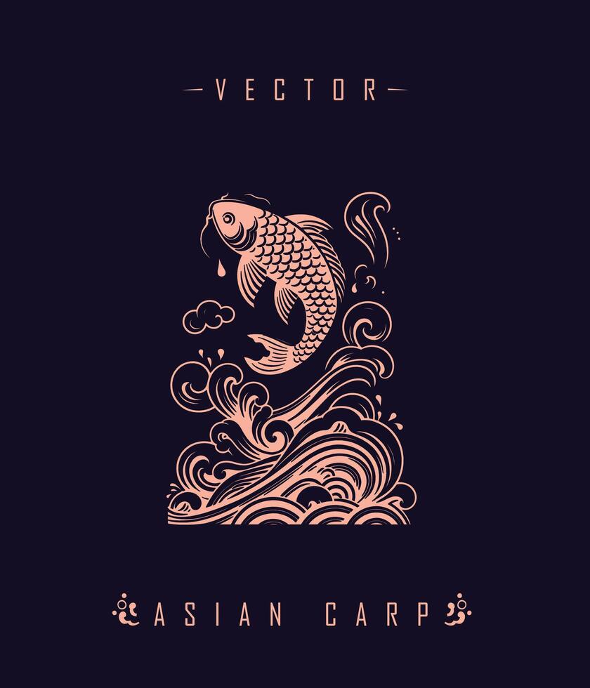 Chinese carp traditional art form vector