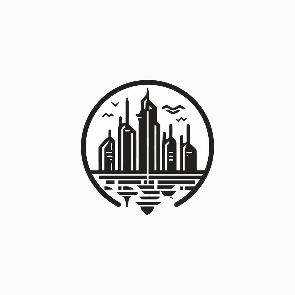 AI generated God city logo design vector icon flat illustration