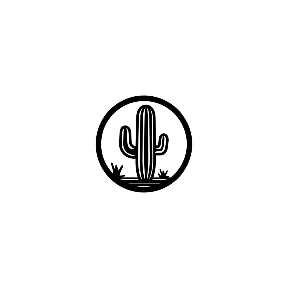 ai generado cactus logo vector icono diseño plano