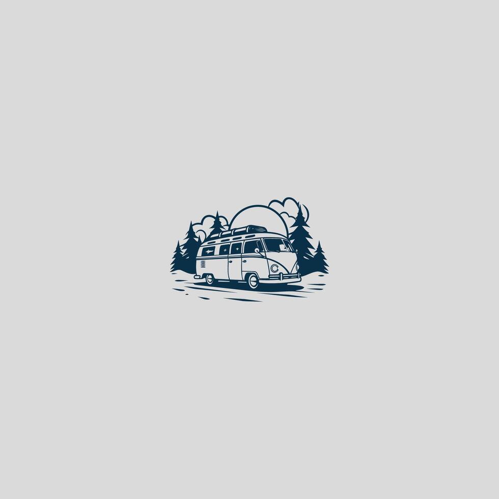 AI generated Camper van logo vector icon design template