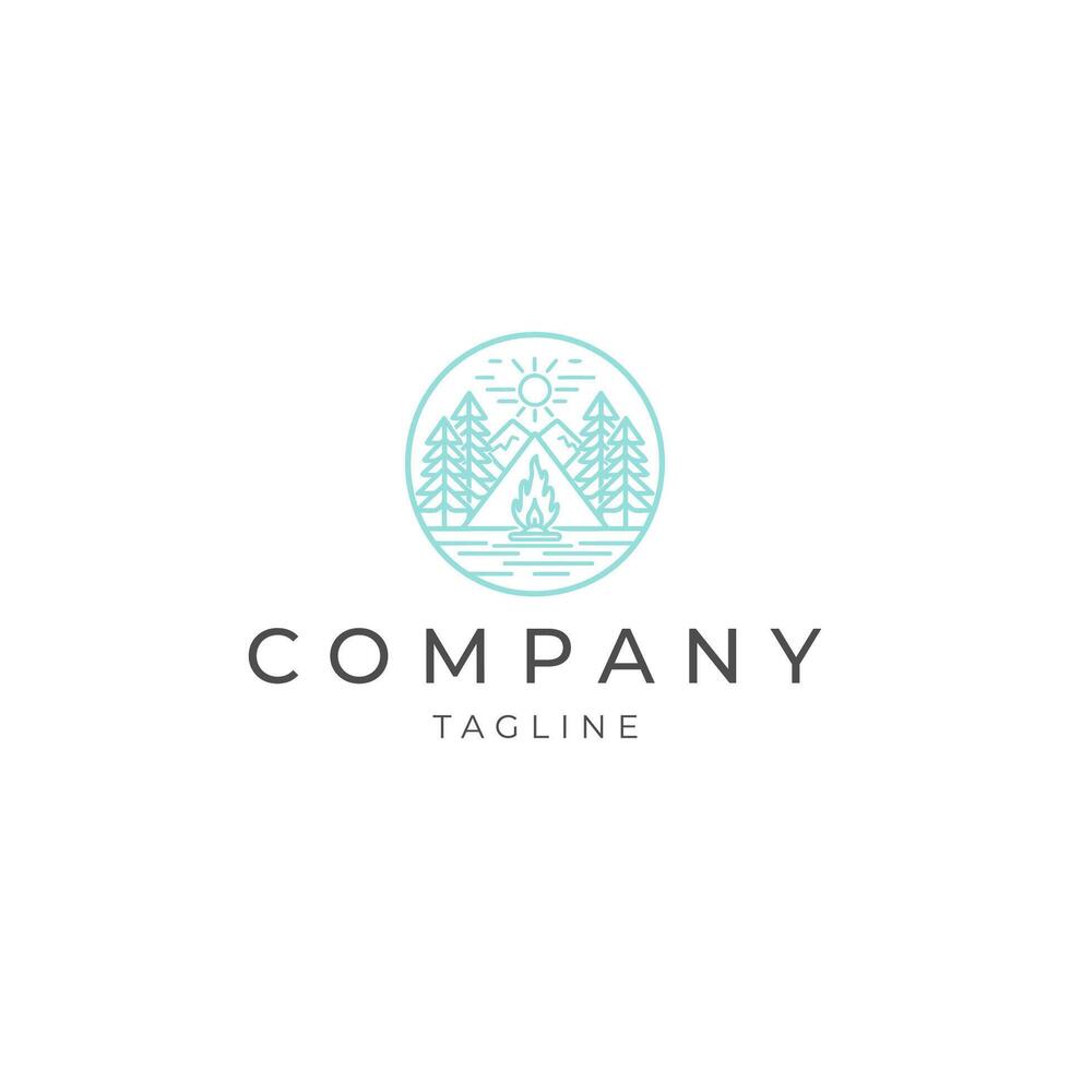 AI generated Camping logo vector icon flat design