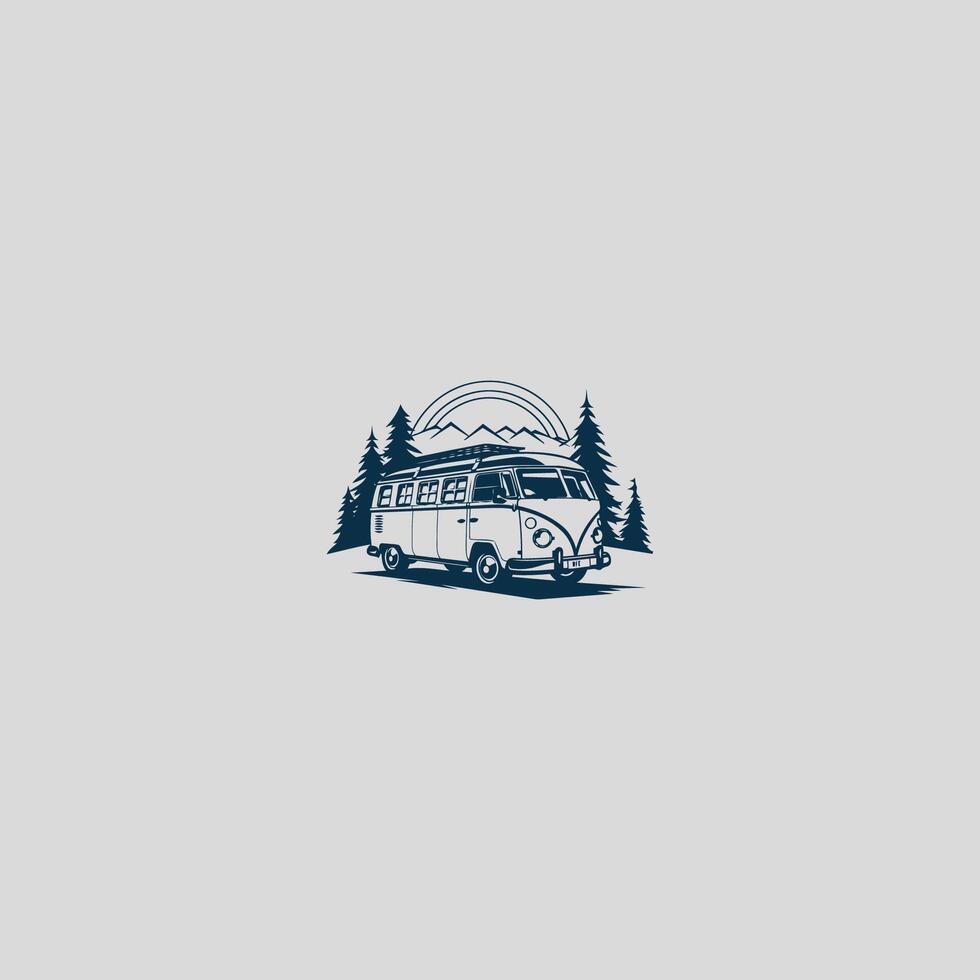 AI generated Camper van logo vector icon design template