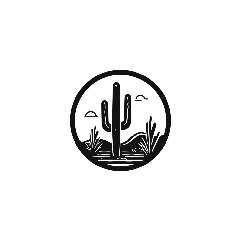 AI generated Cactus logo vector flat design template