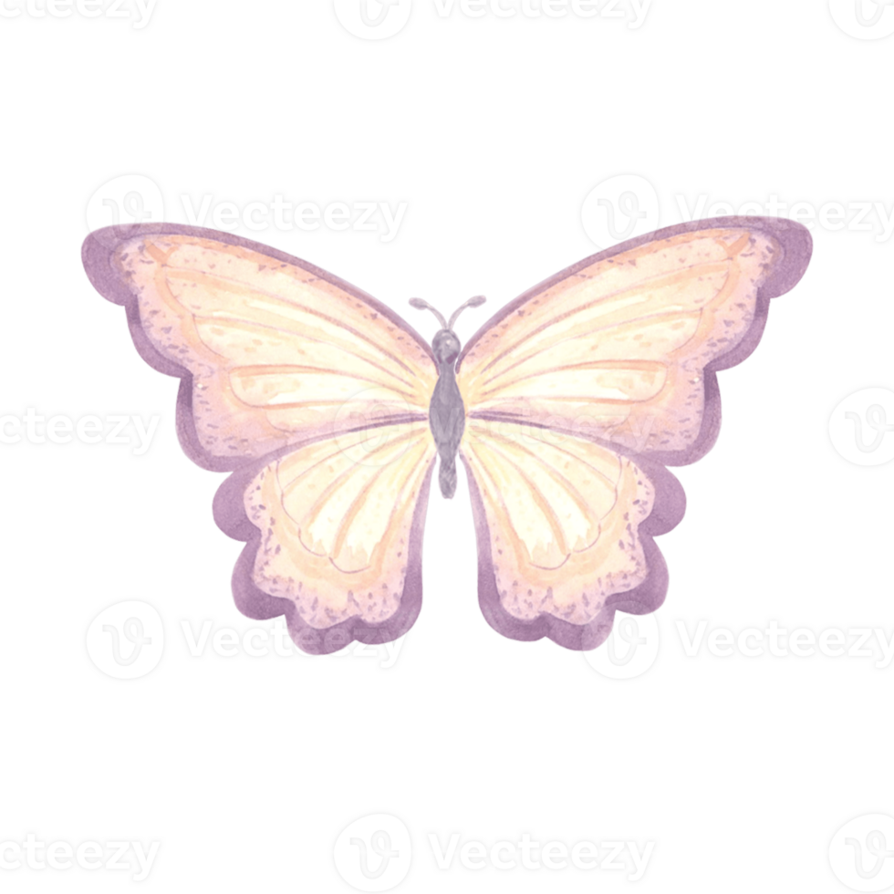 Watercolor flying butterflies delicate peach fuzz color. Isolated hand drawn illustration spring exotic wild insect. Template drawing for card, packaging, tableware, textile and sticker, embroidery. png