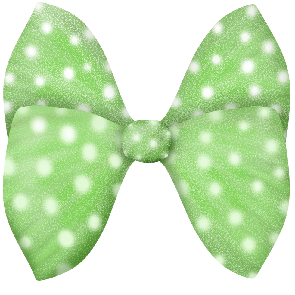 a green bow with polka dots on it png
