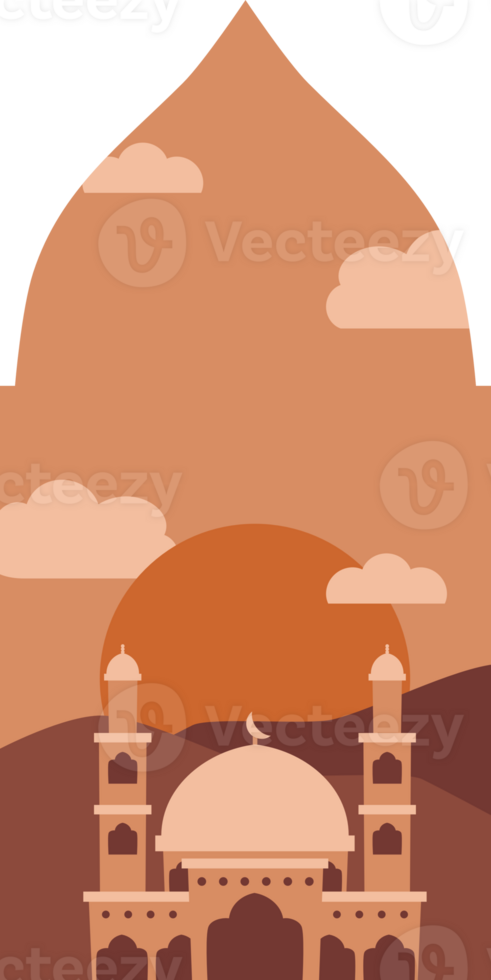 Arched Window with Mosque Background Illustration png