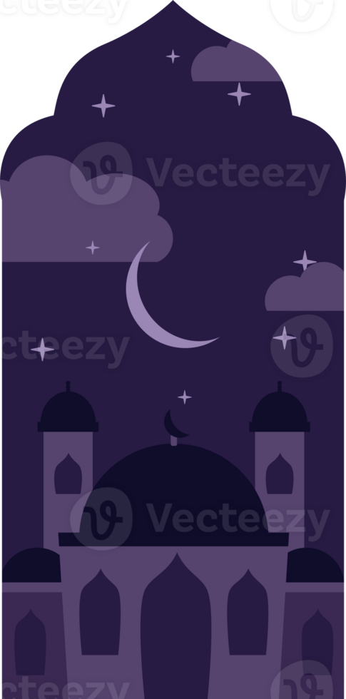 Arched Window with Mosque Background Illustration png