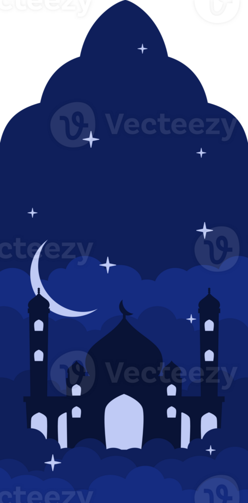 Arched Window with Mosque Background Illustration png